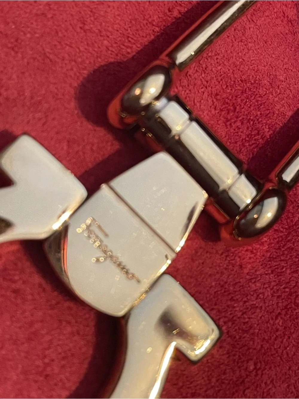 Salvatore Ferragamo Gancini Gold Key Holder Bag Charm Keychain w/ Box